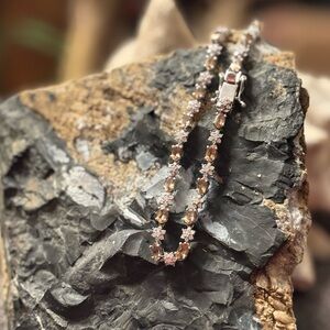 NWOT Sterling 925 Spinel & Moissanite Floral Bracelet • Luxury Valentine’s Gift